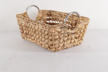 Load image into Gallery viewer, Woven basket with silver handles
