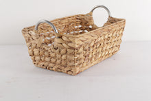 Load image into Gallery viewer, Woven basket with silver handles
