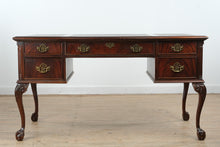 Load image into Gallery viewer, Traditional Mahogany Executive Desk with Inlaid Leather Top and Ball and Claw Feet
