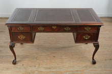 Load image into Gallery viewer, Traditional Mahogany Executive Desk with Inlaid Leather Top and Ball and Claw Feet
