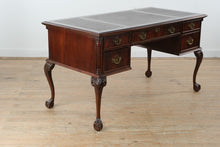 Load image into Gallery viewer, Traditional Mahogany Executive Desk with Inlaid Leather Top and Ball and Claw Feet
