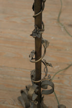 Load image into Gallery viewer, Wrought Iron Candelabra Floor Lamp – Three-Light Gothic Revival Torchère with Scrollwork Base
