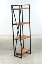 Load image into Gallery viewer, Industrial Acacia Wood and Metal 4 Shelf Bookcase Display Shelving Unit
