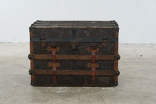 Load image into Gallery viewer, Antique Steamer Trunk Yale and Towne Lock Wood Slat Travel Chest 31 Inch
