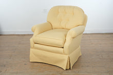 Load image into Gallery viewer, Yellow Upholstered Tufted Accent Armchair Skirted Base Traditional Lounge Chair
