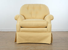 Load image into Gallery viewer, Yellow Upholstered Tufted Accent Armchair Skirted Base Traditional Lounge Chair

