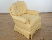 Load image into Gallery viewer, Yellow Upholstered Tufted Accent Armchair Skirted Base Traditional Lounge Chair
