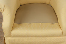 Load image into Gallery viewer, Yellow Upholstered Tufted Accent Armchair Skirted Base Traditional Lounge Chair
