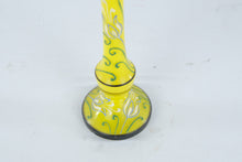 Load image into Gallery viewer, Czechoslovakia Yellow Art Glass Bud Vase Hand Painted Floral 8 Inch

