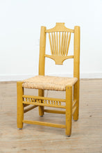 Load image into Gallery viewer, Mexican Folk Art Yellow Ladderback Chair with Handwoven Rush Seat
