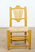 Load image into Gallery viewer, Mexican Folk Art Yellow Ladderback Chair with Handwoven Rush Seat
