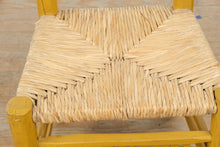 Load image into Gallery viewer, Mexican Folk Art Yellow Ladderback Chair with Handwoven Rush Seat
