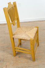 Load image into Gallery viewer, Mexican Folk Art Yellow Ladderback Chair with Handwoven Rush Seat
