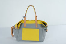 Load image into Gallery viewer, Cole Haan Leather Satchel Shoulder Bag Gray Yellow Tan Crossbody Large - Online Only
