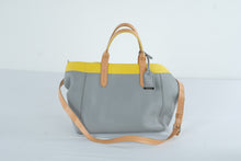 Load image into Gallery viewer, Cole Haan Leather Satchel Shoulder Bag Gray Yellow Tan Crossbody Large - Online Only
