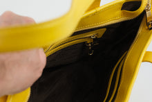 Load image into Gallery viewer, Lauren Ralph Lauren LXVII Yellow Leather Tote Bag Stirrup Charm
