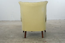 Load image into Gallery viewer, Vintage Traditional Wingback Lounge Chair Yellow Upholstery Carved Wood 39 Inch

