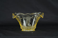 Load image into Gallery viewer, Vintage Lancaster Glass Topaz Cable Bowl Etched Pauline Floral 7 Inch
