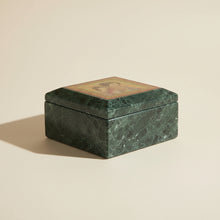 Load image into Gallery viewer, Edna Hibel Mother and Child Green Marble Lidded Box Artist Collectible
