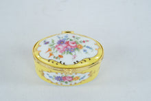 Load image into Gallery viewer, Andrea by Sadek Porcelain Hinged Trinket Box Yellow Floral Rose Gold Trim
