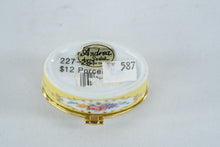 Load image into Gallery viewer, Andrea by Sadek Porcelain Hinged Trinket Box Yellow Floral Rose Gold Trim
