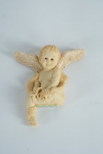 Load image into Gallery viewer, Cherub Angel Wall or Shelf Sitter – Resin Figure with Wings and Draped Cloth Detail
