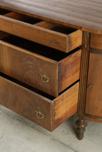 Load image into Gallery viewer, Antique Walnut Buffet Sideboard with Veneer and Serpentine Cabinets - Online Only
