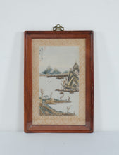 Load image into Gallery viewer, Vintage Chinese Shell Art Landscape Painting Framed 13 x 20
