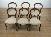 Load image into Gallery viewer, Set of 6 Antique Victorian Balloon Back Chairs – Carved Mahogany
