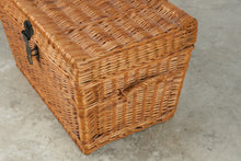 Load image into Gallery viewer, Large Wicker Storage Trunk Chest with Lid and Side Handles Natural Rattan Basket
