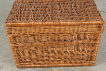 Load image into Gallery viewer, Large Wicker Storage Trunk Chest with Lid and Side Handles Natural Rattan Basket
