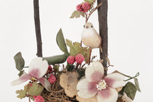 Load image into Gallery viewer, Bird Perched Twig Bird Basket with Flowers
