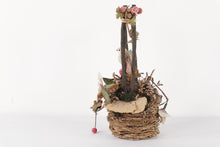 Load image into Gallery viewer, Bird Perched Twig Bird Basket with Flowers
