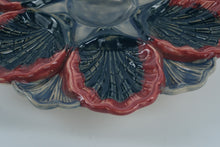 Load image into Gallery viewer, Vintage French Majolica-Style Oyster Plate – Rosy Plum &amp; Navy Glaze – 9.5&quot; Round
