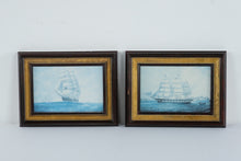 Load image into Gallery viewer, Vintage Pair Framed Clipper Ship Maritime Prints Wood Gold Frames
