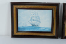 Load image into Gallery viewer, Vintage Pair Framed Clipper Ship Maritime Prints Wood Gold Frames
