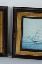 Load image into Gallery viewer, Vintage Pair Framed Clipper Ship Maritime Prints Wood Gold Frames
