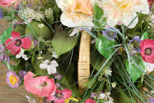 Load image into Gallery viewer, Vibrant Mixed Faux Flower Arrangement in Woven Rattan Basket – 14&quot; x 10&quot; Centerpiece Décor
