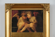 Load image into Gallery viewer, “Two Putti Reading” Mirror – Rosso Fiorentino Art Detail in Gilded Frame
