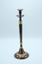 Load image into Gallery viewer, Tall Polished Metal Candlestick Holder with Brass Accents
