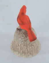 Load image into Gallery viewer, Towle Fine Bone China Cardinal Bell • Hand-Painted Woodland Bell with Flowers • 4.25" Collectible Bird Figurine
