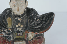 Load image into Gallery viewer, Antique Japanese Tenjin Figure – Polychrome Wood Scholar Deity, Edo to Early Meiji Period (11.5” Tall)
