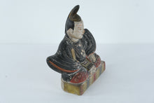 Load image into Gallery viewer, Antique Japanese Tenjin Figure – Polychrome Wood Scholar Deity, Edo to Early Meiji Period (11.5” Tall)
