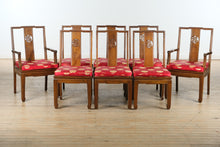 Load image into Gallery viewer, Oriental Dragon &amp; Phoenix Dining Set – 8 Chairs, Carved Skirt, Sunburst Top – Rare &amp; Remarkable
