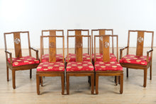 Load image into Gallery viewer, Oriental Dragon &amp; Phoenix Dining Set – 8 Chairs, Carved Skirt, Sunburst Top – Rare &amp; Remarkable
