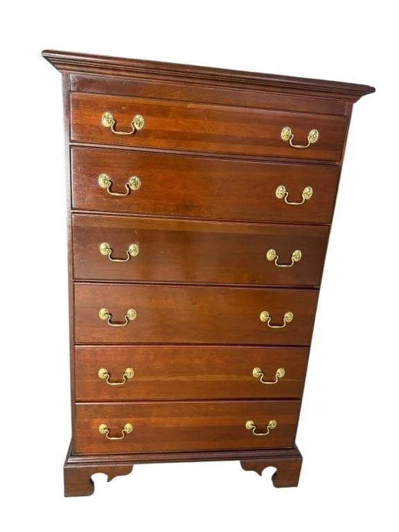 Solid Cherry Tall Chest with Polished Brass Hardware