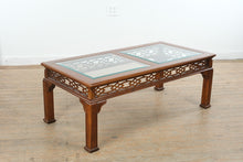 Load image into Gallery viewer, Chinese Chippendale Style Wood Coffee Table with Glass Top
