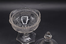 Load image into Gallery viewer, Jeannette Glass Grape and Leaf Covered Pedestal Compote Clear Vintage
