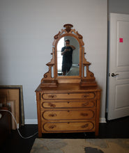 Load image into Gallery viewer, Antique Eastlake Victorian Dresser with Mirror and Glove Boxes
