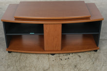 Load image into Gallery viewer, Cherry Wood Finish TV Stand Media Console Black Open Shelves 48 Inch
